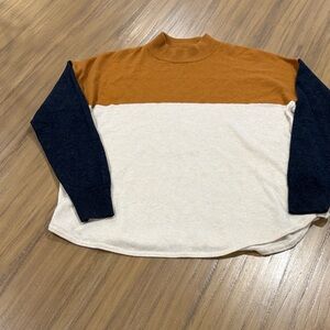 MadewellColorblock Sweater with Brown and Black Sleeves sz small
